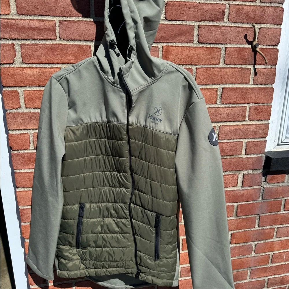 Hurley Green and Gray Hooded Jacket - Picture 2 of 16